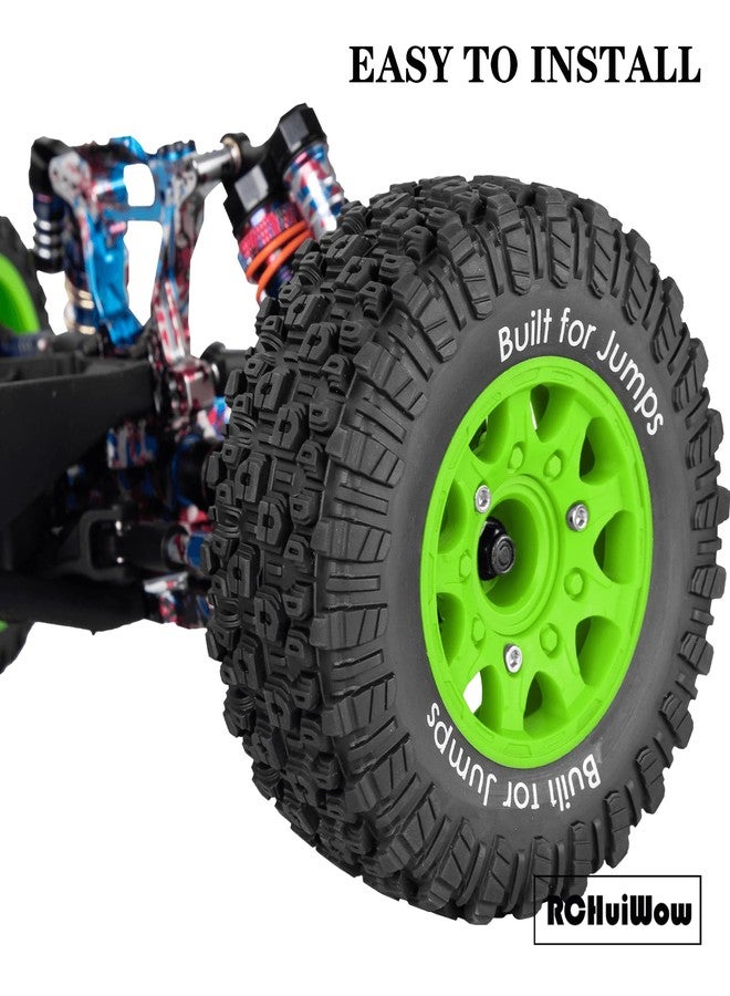 إطارات RCHuiWow سداسية الشكل مقاس 12 مم/14 مم/17 مم لشاحنات التحكم عن بعد بمقياس 1/10، مثل Slash 2WD 4×4 وSenton Axia1 L0S1 وRed cat Rc 4wd، وإطارات شاحنات السباق القصيرة بمقياس 1/10 مع حشوات إسفنجية، 4 قطع، لون أخضر. - Image 3